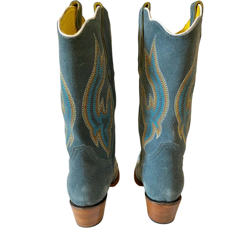 Planet Cowboy Steel Your Blues Suede Western Boots Womens 7 USA Snip Toe - Picture 6 of 12